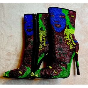 New Azalea Wang Sequin Crystal Boots U.S. Size 8. (Sold Without Original Box)